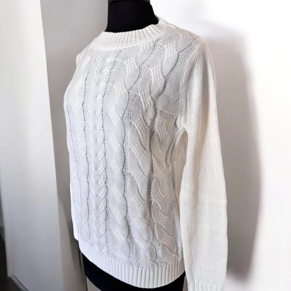 Pull Over Cream Knit Long Sleeve Sweater - Picture 5 of 6